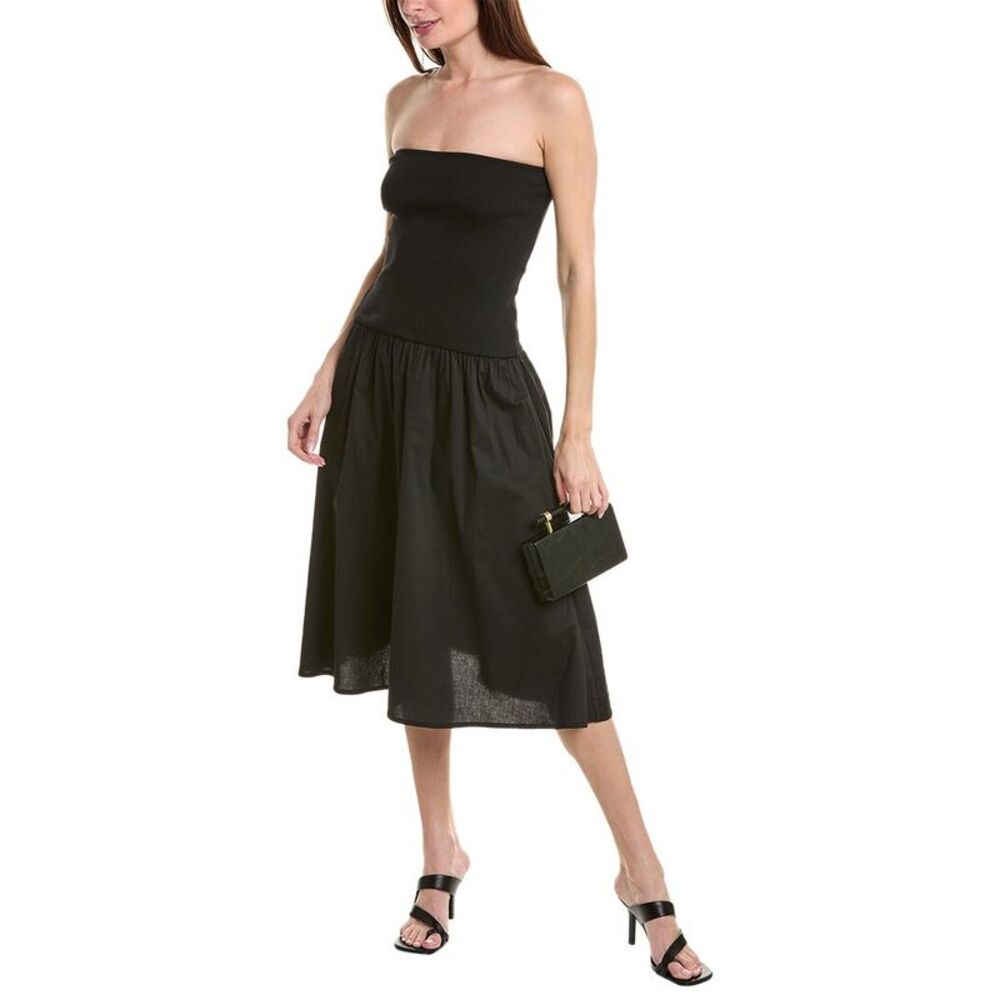 WeWoreWhat Black Strapless Midi Dress